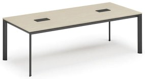 Rokovací stôl PRIMO INVITATION, 240x120 cm, breza + 2x stolná zásuvka TYP VI, čierna
