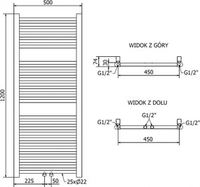 Mexen Mars, vykurovacie teleso 1200x500 mm, 417 W, zlatá lesklá, W110-1200-500-00-50
