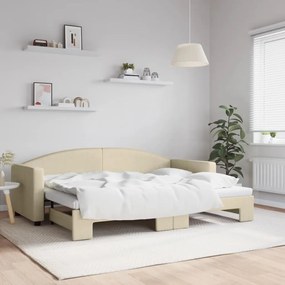 Denná posteľ s rozkladacou posteľou krémová 80x200 cm látka 3197187