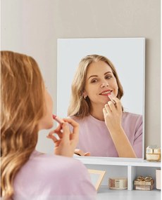 Toaletný stolík, kozmetický stolík s 2 zásuvkami a 3 priehradkami, biely