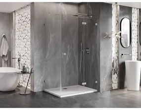 Mexen Lunar T, pravý výklopný sprchový kút 125 x 70 cm, 8mm číre sklo, oceľový profil, 834T-125-070-97-00-P