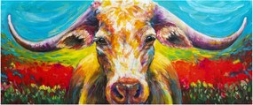 Obraz - Maľovaná krava (120x50 cm)