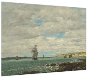 Sklenený obraz - Eugène Boudin, Coast of Brittany, reprodukcia (70x50 cm)