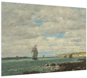 Sklenený obraz - Eugène Boudin, Coast of Brittany, reprodukcia (70x50 cm)