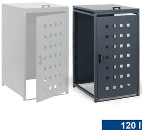 Prístrešok na popolnicu do objemu 120 l, 114 x 57 x 62,3 cm, prístavný, sivá