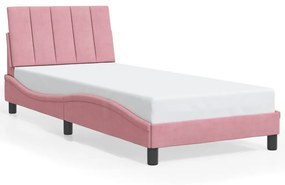 Rám postele s LED svetlami ružový 90x190 cm zamat 3213756