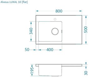 ALVEUS CZ LUXAL 10 P, 800x500 FLAT ( Okrajový profil plochý )