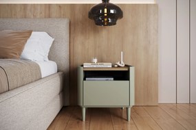 Nočný stolík Elivo 50 cm so zásuvkou na nožičkách - eukalyptus / dub baltic dune