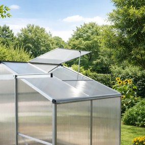 Skleník so základňou BestBerg BBGH‑406S / 2,5 m² / 130 × 190 × 194 cm / strieborná