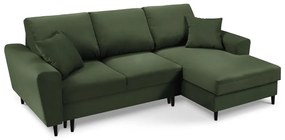 Zelená menčestrová rozkladacia/s úložným priestorom rohová pohovka (pravý roh/s leňoškou) Kyoto – Cosmopolitan Design