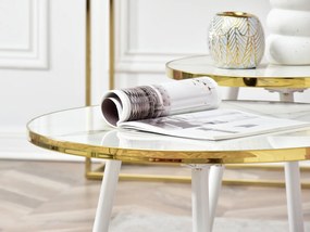 Set 2 konferenčných stolíkov Zoya Zest S (biely mramor + zlatá). Akcia -20%. Vlastná spoľahlivá doprava až k Vám domov. 1111891