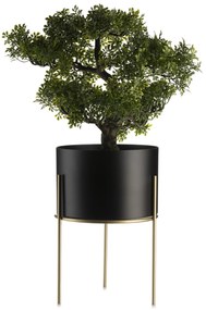 KOVOVÝ KVETINÁČ SO STOJANOM LOFT 22X18 CM ČIERNA/ZLATÁ