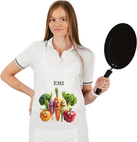 Kuchynská zástera Happy Veggie EMI, biela
