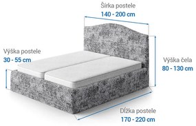 Bielastické poťahy MARMO šedé posteľ (š.140 - 200 cm)