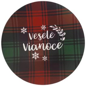 Károvaný klubový tanier Veselé Vianoce 33cm