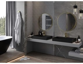 Mexen Loft, okrúhle kúpeľňové zrkadlo 70 cm, farba rámu zlatá lesklá, 9850-070-070-000-50