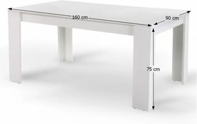 Jedálenský stôl Tomy 160x90 cm - biela