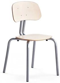 Školská stolička YNGVE, so 4 nohami, strieborná, breza, V 460 mm