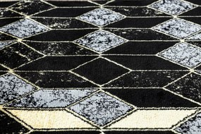 Koberec / Behúň GLOSS 400B 86 glamour, art deco, 3D geometrický - čierny / zlatý