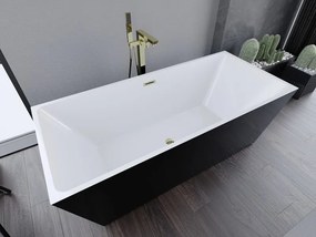 Mexen Lita, voľne stojaca vaňa 170 x 75 cm, biela-čierna, zlatý lesklý prepad, 52121707575-50