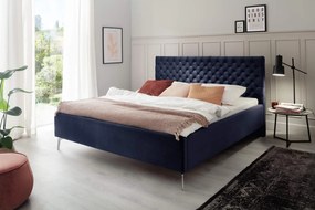 Čalúnená posteľ oliver s úložným priestorom 160 x 200 cm modrá MUZZA