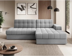 Sivá zamatová rozkladacia rohová pohovka (pravý roh/s leňoškou) Blezalt – ELTAP