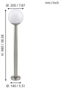 Eglo 97249 - LED stmievateľné vonkajšie svietidlo NISIA-C 1xE27/9W/230V 980 mm IP44