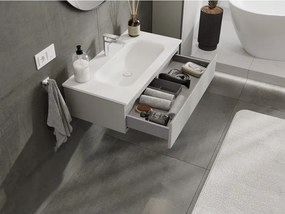 Mexen Orio, kúpeľňová skrinka 90 cm s umývadlom Vela, 1 zásuvka, šedá matná/biela matná, 91A10-09023-1-BF62-W23M01