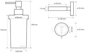 Sapho Sapho, X-STEEL dávkovač mydla 230ml, mliečne sklo, nerez mat, XS101