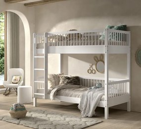 Drevená poschodová posteľ z bukového masívu Forrest biela 90x200cm 175cm