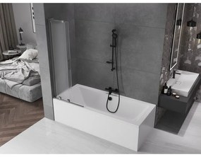 Mexen Velar L, 2-krídlová posuvná vaňová zástena 70 x 150 cm, 8mm sklo námraza, grafitová, 896-070-003-31-95