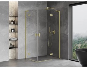 Mexen Mist-H L Duo, 2-krídlový sprchový kút 85 x 115 cm, číre sklo, zlatý matný profil, 8A5L-085L-115P-55-00