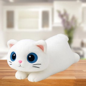 LEAN Toys Plyšová mačka s veľkými očami biela 45 cm