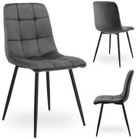 Jedálenská stolička DENVER zamatová, čierna / grafitová