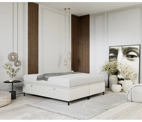 Krémovobiela čalúnená dvojlôžková posteľ s úložným priestorom 160x200 cm Tate – Maison de Rêve