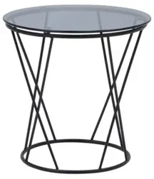 Kávový stolík okrúhly so sklenenou vrchnou doskou 50 cm SANI