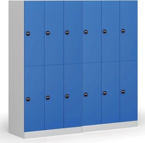Šatníková skrinka S1 s úložnými boxmi, 6 boxov, 1850 x 900 x 500 mm,zámok s čítačkou RFID kariet, červené dvere
