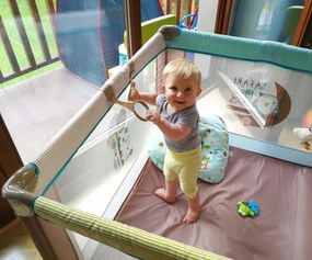 Detská prenosná postieľka Fun medvedík ružová