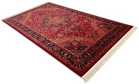 Koberec ORIENT Y307 so strapcami, rám / ornament / klasický, bordový / čierny