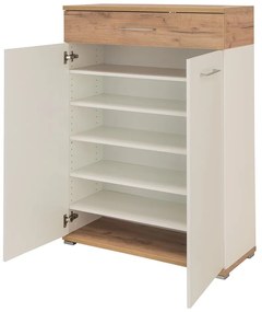 Biela prírodná skrinka na topánky v dekore dubu v dekore duba so zásuvkami Topix – Germania