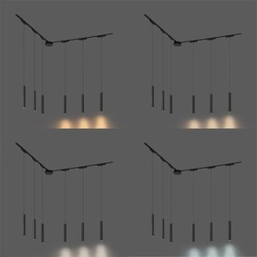 Moderný koľajnicový systém s 6 čiernymi závesnými svetlami 1-fázový - Magnetic Cassie