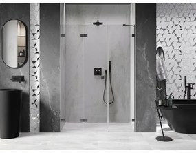 Mexen Lunar-F, skladacie ľavé sprchové dvere 140 cm, 8mm číre sklo, brúsený grafit profil, 836S-140-050-66-00-L