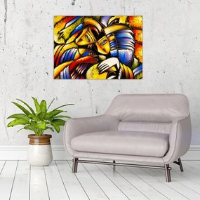 Sklenený obraz - Olejomaľba, milenci (70x50 cm)