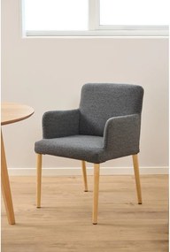 Sivé čalúnené jedálenské kreslo s podrúčkami Zoe – Actona