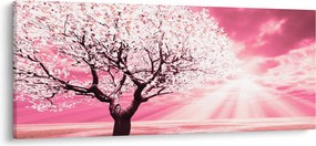 Ružový obraz stromu (120x50 cm)
