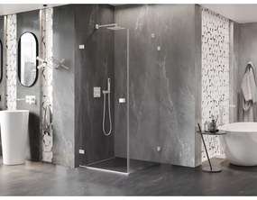 Mexen Lunar-B, výklopný sprchový kút ľavý 100 x 100 cm, 8mm číre sklo, biely profil, 832-100-100-20-00-L