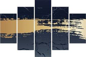 Obraz - Modrá a zlatá abstrakcia N⁰2 (150x105 cm)