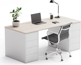 Kancelársky písací stôl s úložným priestorom BLOCK B03, 180x80 cm, biela/dub prírodný