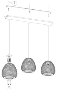 Eglo 43266 - Luster na lanku DEMBLEBY 1 3xE27/40W/230V