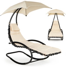 Záhradné kreslo, ležadlo, záhradné hojdacie lehátko, hojdacia sieť, béžová farba